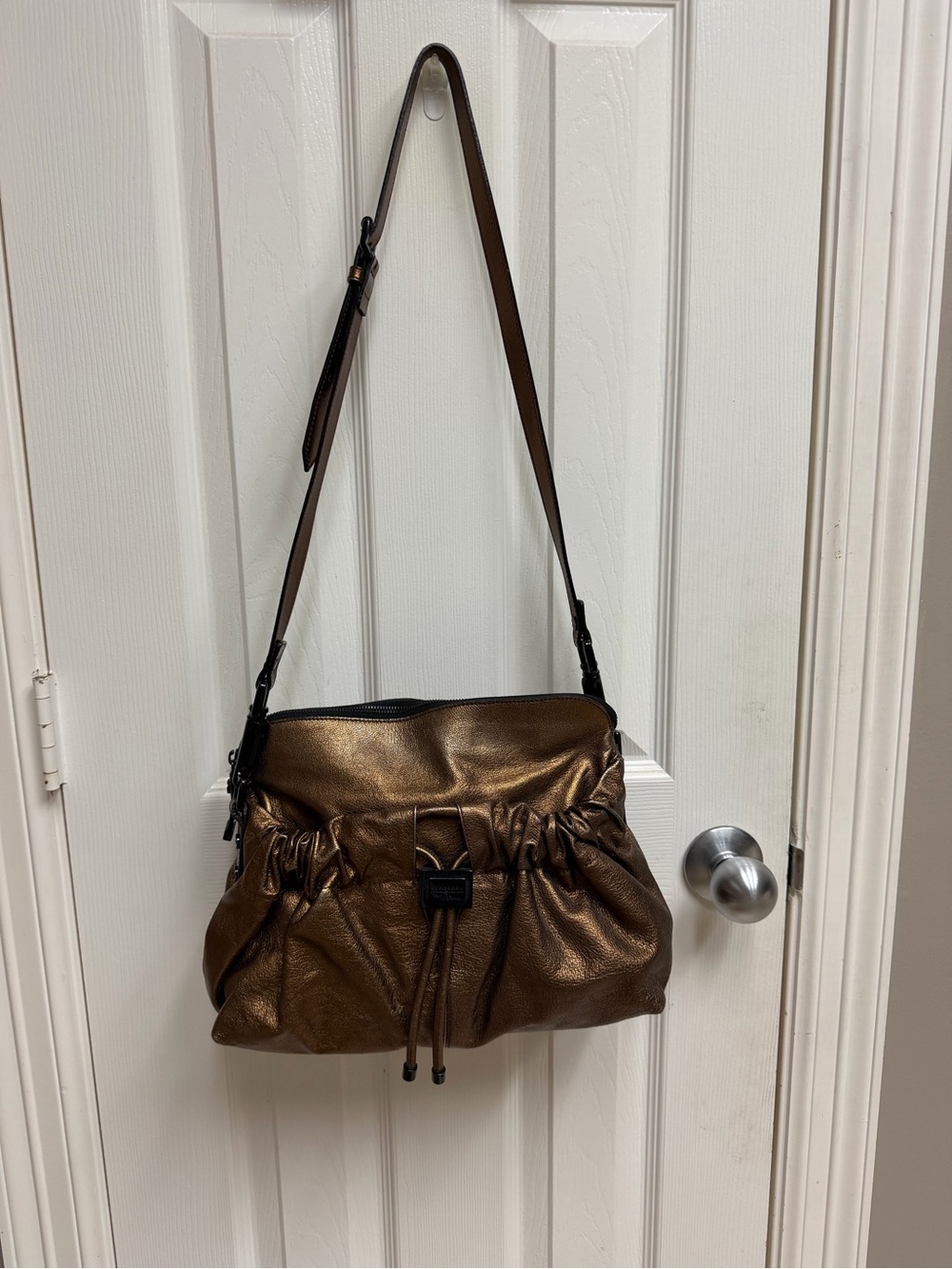 Burberry Metallic Bronze Drawstring Shoulder Bag